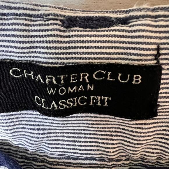 Charter Club Pants Womens Size 18W Blue & White Pinstriped Nautical Classic Fit - Picture 2 of 16